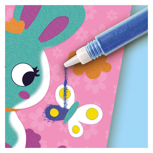 Ses gekleurde zandkunst - bosdieren