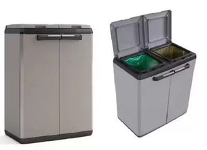 Keter split premium buitenprullenbak - 68x39x92cm - zwart grijs