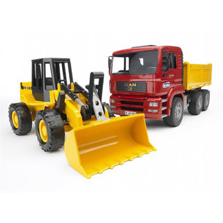 Bruder vrachtwagen en bulldozer