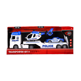 Chargez l'image dans la visionneuse de la galerie, Rapid wheels autotransporter politie met auto en helicopter met licht en geluid en frictie
