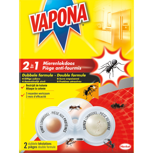 Vapona 1069957 - 2in1 mierenlokdoos dubbel | 10 stuks
