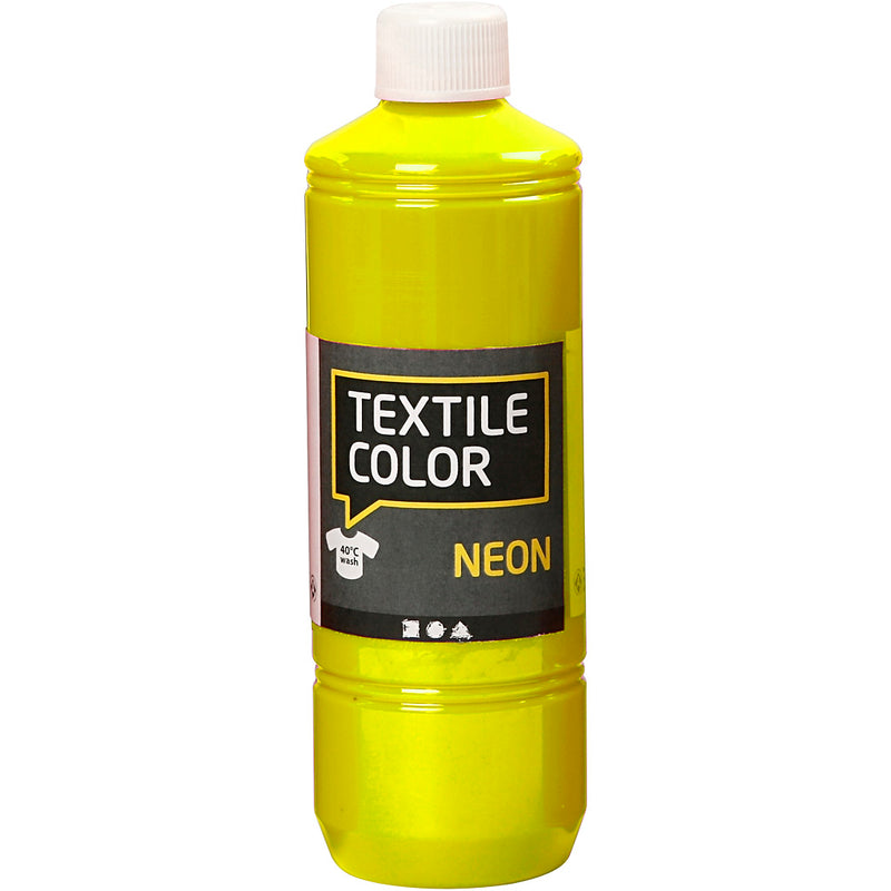 Load image into Gallery viewer, Creativ company textile color semi-dekkende textielverf - neon geel, 500ml
