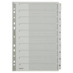 Tabbladen leitz grijs 1 tot 10 a4 160g m² karton