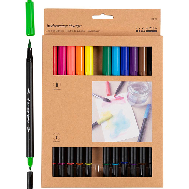 Load image into Gallery viewer, Creative company https: www.cchobby.nl aquarelmarker-lijndikte-2-4-8-mm-standaardkleuren-12-stuk-1-doos
