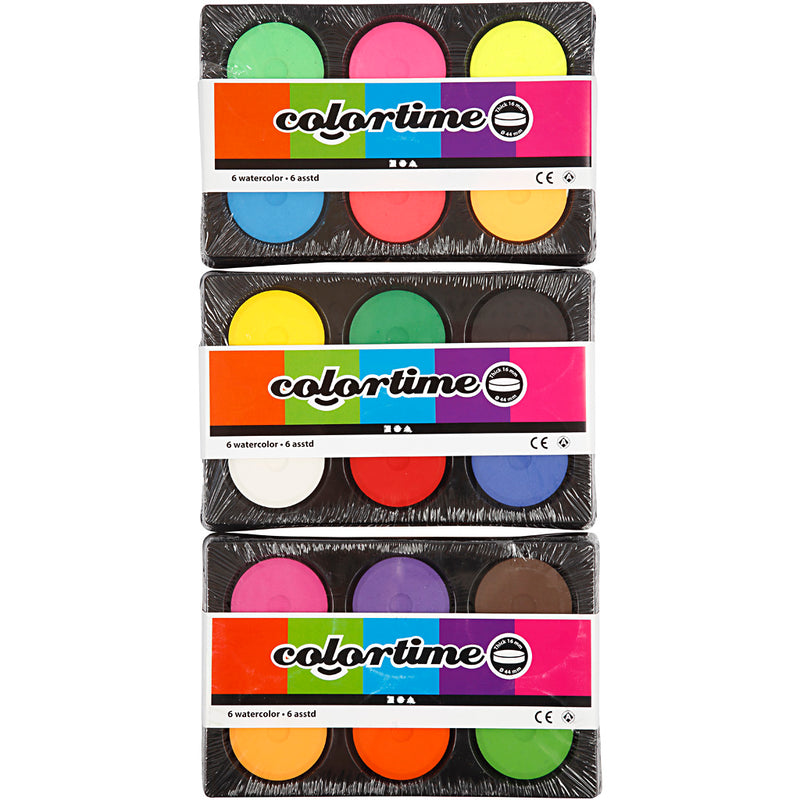 Afbeelding laden in galerijviewer, Https: www.cchobby.nl waterverf-h-16-mm-d-44-mm-neon-kleuren-primair-kleuren-extra-kleuren-1-doos
