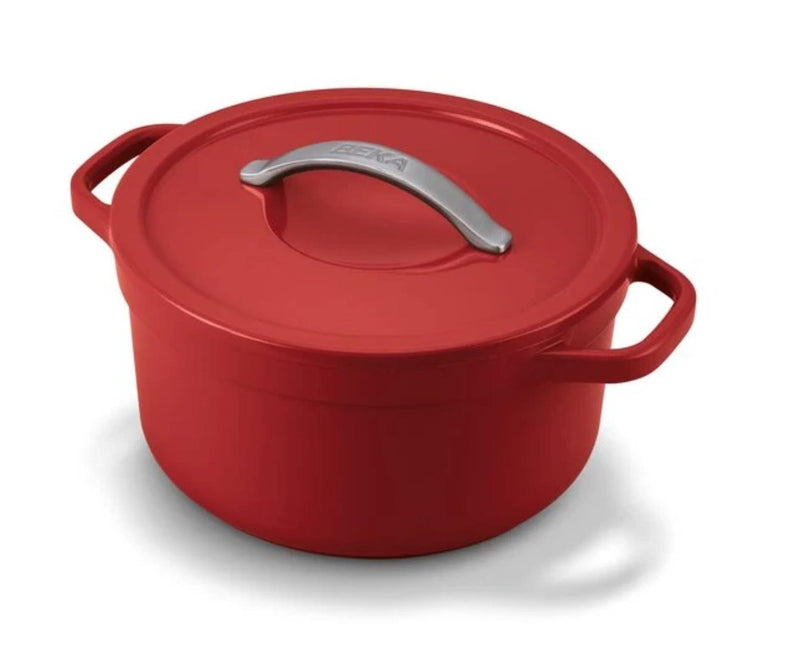 Afbeelding laden in galerijviewer, Beka plume kookpot 24cm rood aluminium met keramische anti-aanbaklaag
