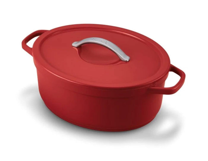 Afbeelding laden in galerijviewer, Beka plume ovaal kookpot 31cm rood aluminium met keramische anti-aanbaklaag
