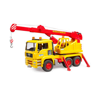 Vrachtwagen man met kraan 50 jaar bruder