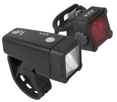 AXA verlichtingsset Niteline T4-R LED USB oplaadb. zwart