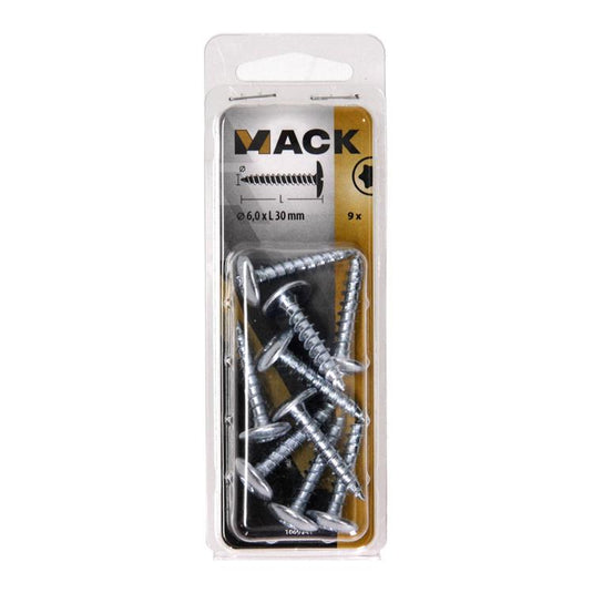 Mack 1069141 - luikschroef blauw verzinkt 6,0 x 30 mm 9st | 5 stuks