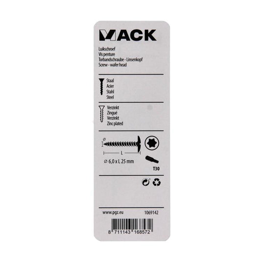 Mack 1069142 - luikschroef blauw verzinkt 6,0 x 25 mm 10st | 5 stuks