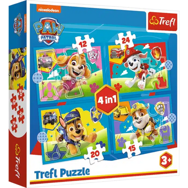 Trefl paw patrol legpuzzel 4in1 - kleurrijke kinderpuzzel karton.