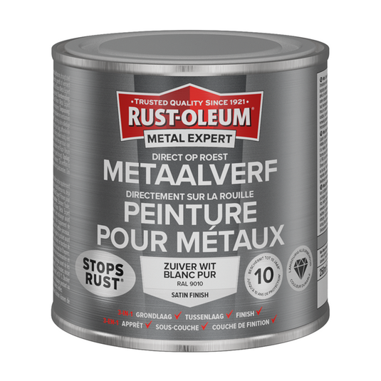 Rust-oleum 1071328 - metaalverf -zg -ral9010 -250mldirect op roest | 1 stuks