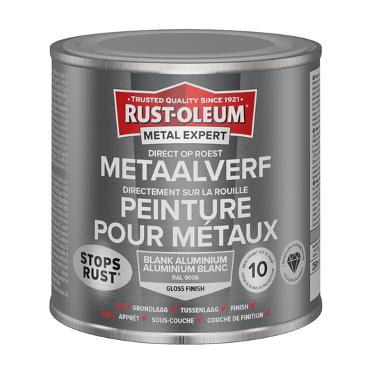 Rust-oleum 1071352 - metaalverf -hg -ral9006 -250mldirect op roest | 1 stuks