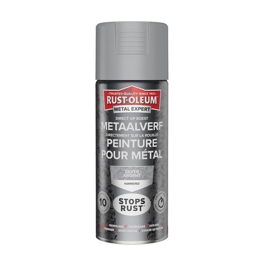 Rust-oleum 1071372 - hamerslag - zilver - 400ml direct op roest - metaalverf | 1 stuks