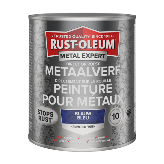 Rust-oleum 1071361 - hamerslag - blauw - 750ml direct op roest - metaalverf | 1 stuks