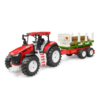 Load image into Gallery viewer, Bruder tractor roadmax met achteraanhanger en 3 boomstammen
