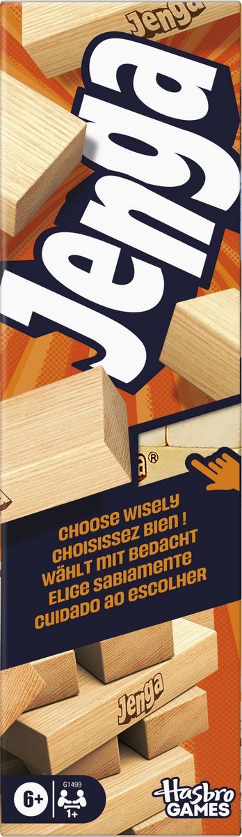 Hasbro gaming jenga vernieuwde editie met digitale dobbelsteen gezelschapsspel officiële +6.