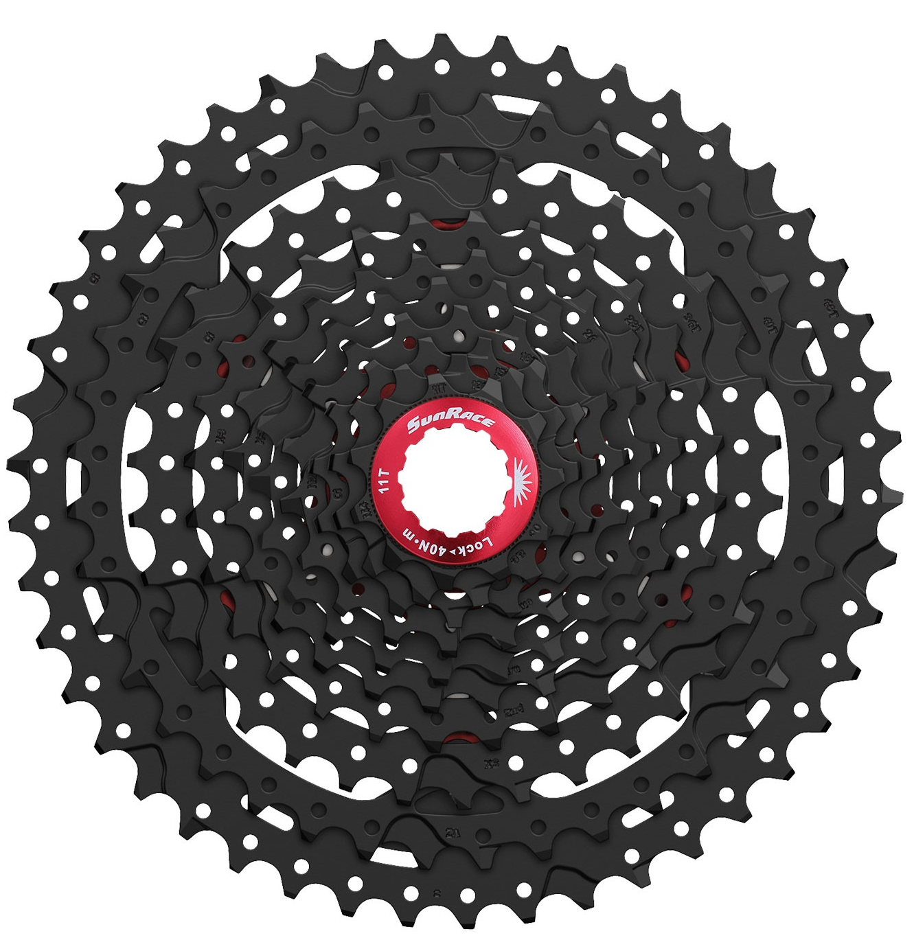 Sunrace Cassette 10 speed CS-MX3 11-46T zwart rood