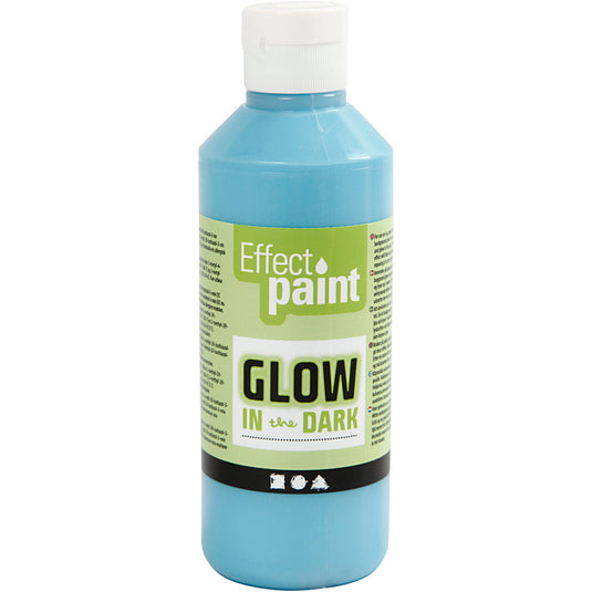 Creativ company glow in the dark verf - lichtblauw, 250ml