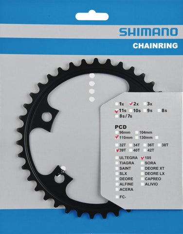 Kettingblad 39T Shimano 105 FC-5800 MD - zwart (voor 53-39T)