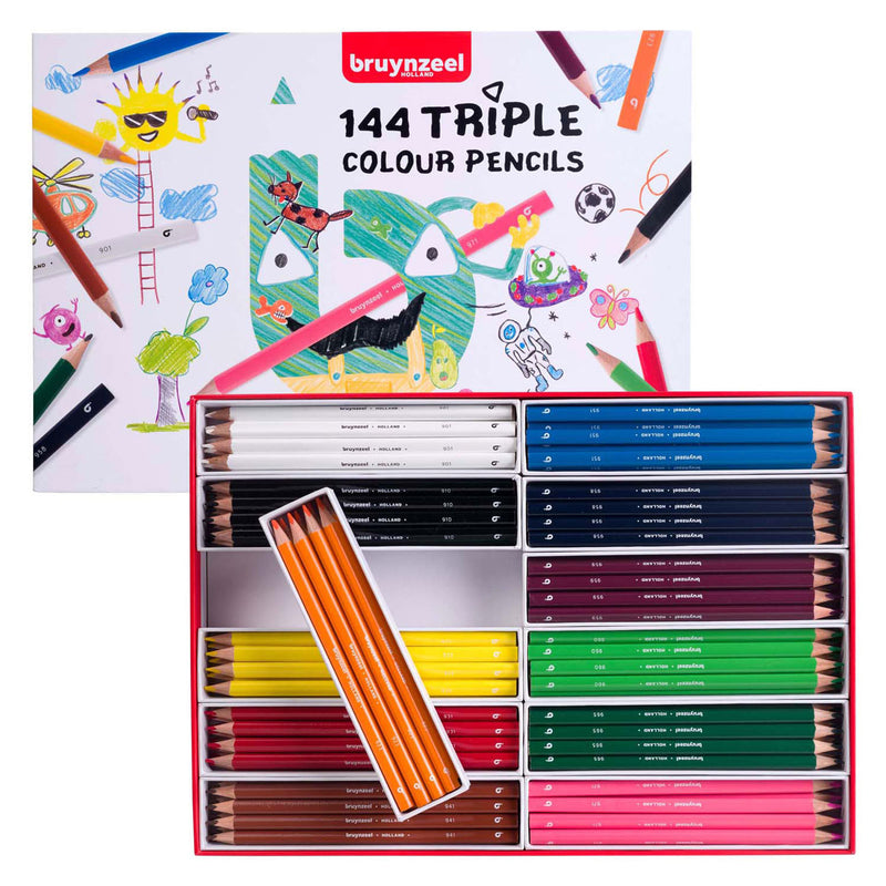 Load image into Gallery viewer, Bruynzeel triple kleurpotlodenset, 12x12 kleuren
