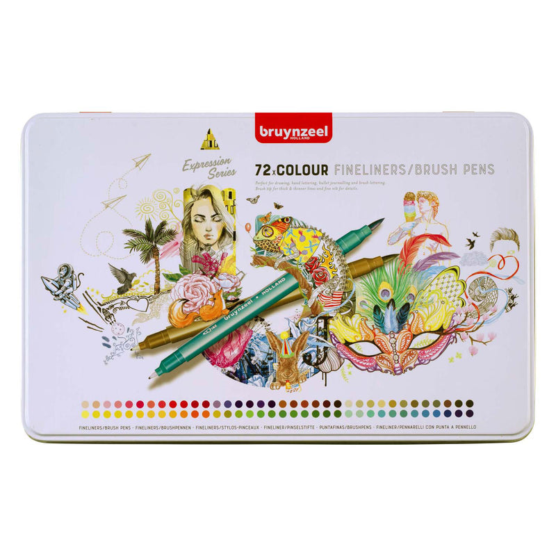 ギャラリービューアに画像をロードする, Bruynzeel creatives fineliner brushpen set 72 kleuren
