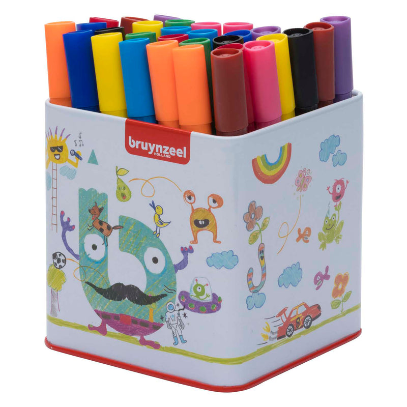 Load image into Gallery viewer, Bruynzeel triple viltstiften blik met 50 kleuren
