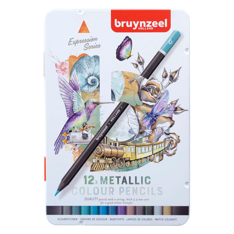 Afbeelding laden in galerijviewer, Bruynzeel expression kleurpotloden metallic tinten blik 12

