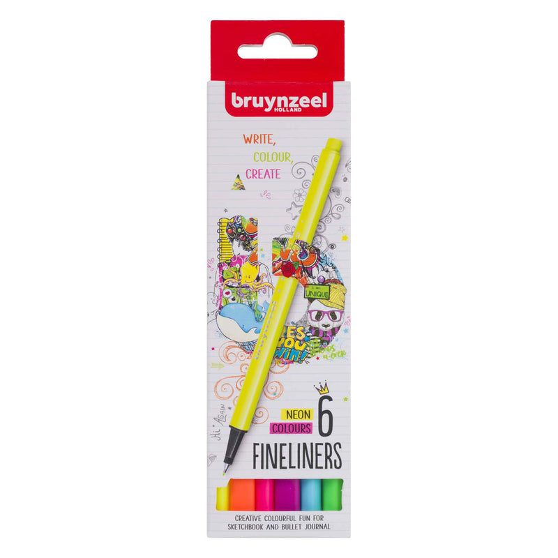 Afbeelding laden in galerijviewer, Bruynzeel fineliner set neon 6 kleuren
