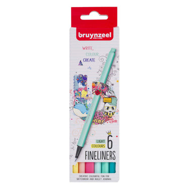 Bruynzeel fineliner set licht 6 kleuren