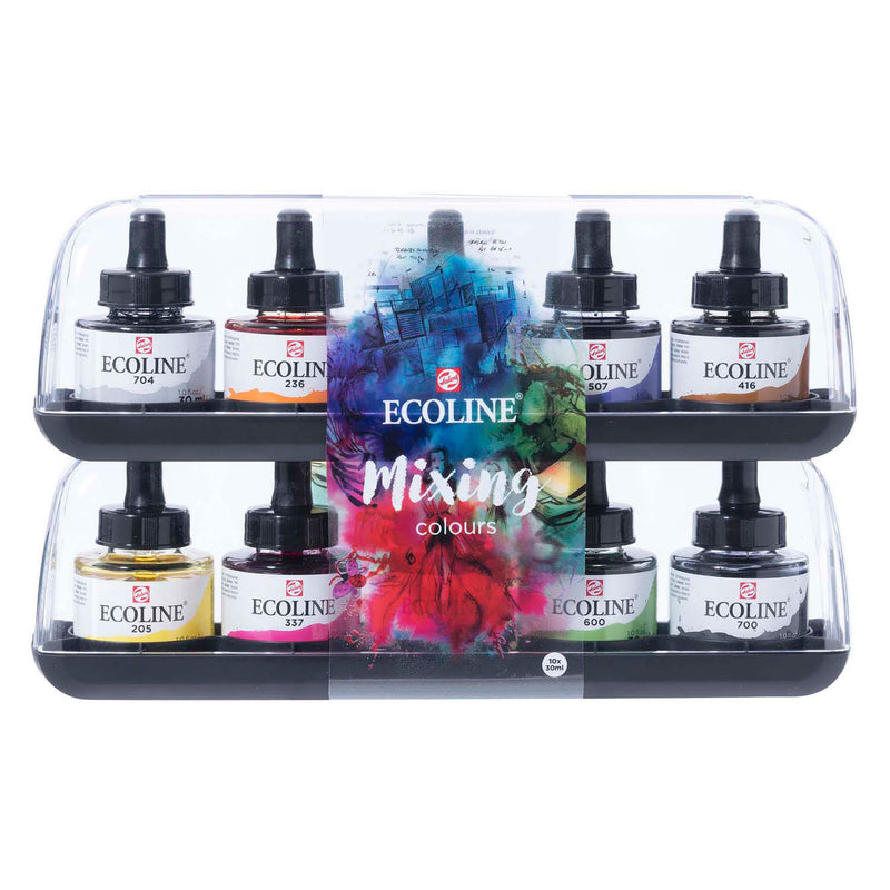 Load image into Gallery viewer, Ecoline vloeibare waterverf mengset, 10x30ml
