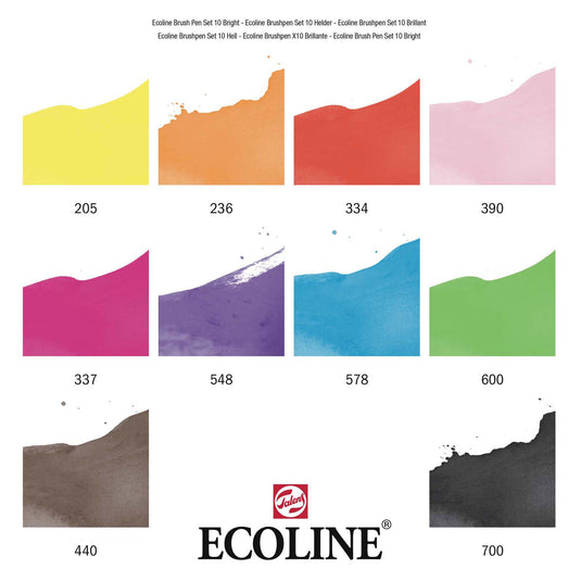 Ecoline brush pen set helder | 10 colours