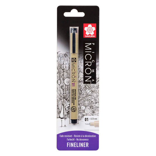 Sakura blisterkaart pigma micron 01 0,25 mm zwart, 1 stuk