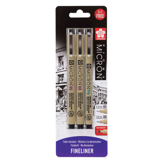 Sakura • pigma micron set zwart 05, 08 gratis pn pen