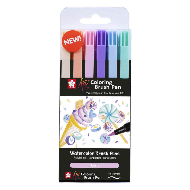 Afbeelding laden in galerijviewer, Sakura koi coloring brush pen set sweets | 6 kleuren
