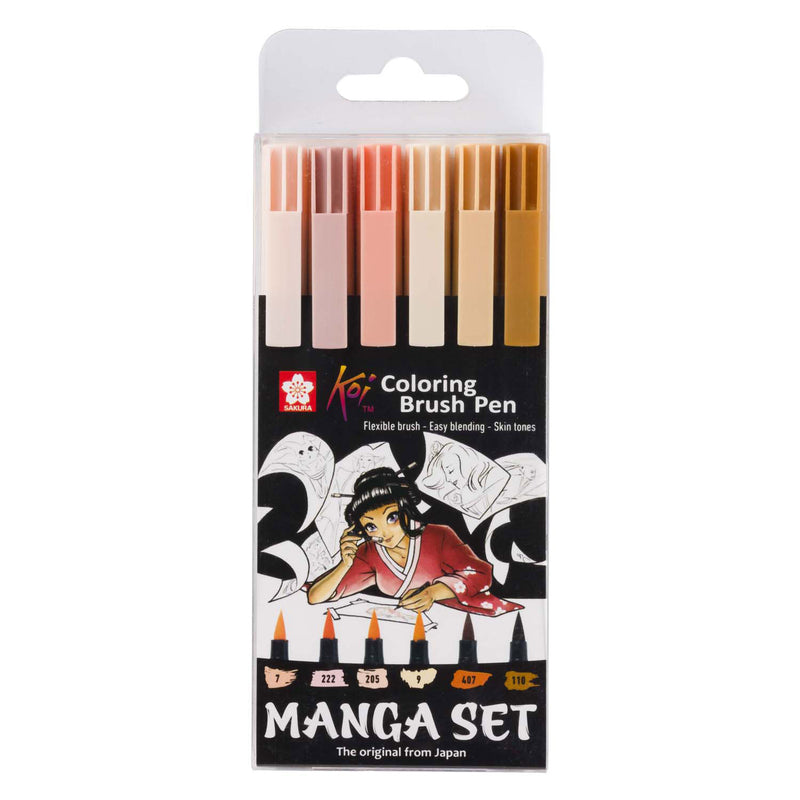 Load image into Gallery viewer, Sakura unieke manga-coll. van 6 koi colouring penseel pens
