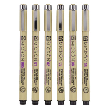 Sakura pigma micron 01 etui met 6 basic kleuren