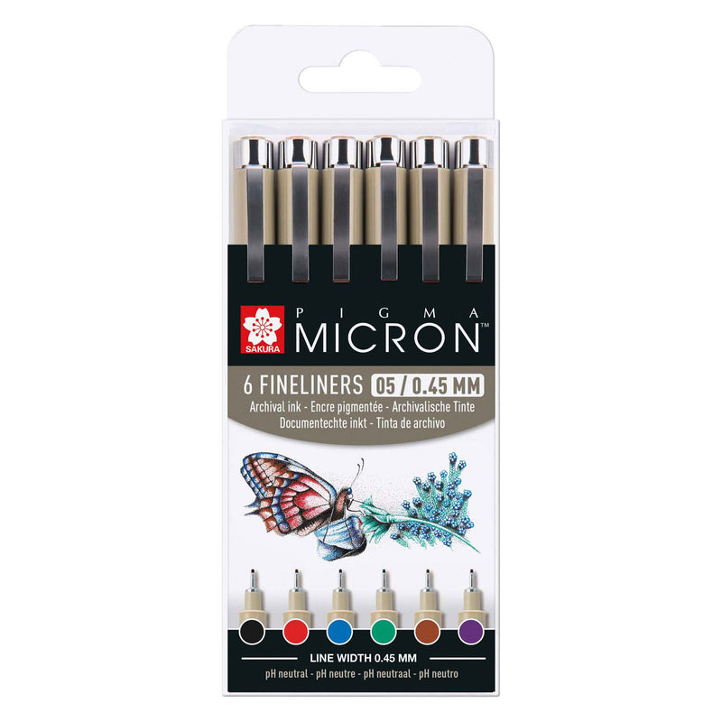 Chargez l'image dans la visionneuse de la galerie, Sakura pigma micron 05 etui met 6 basic kleuren
