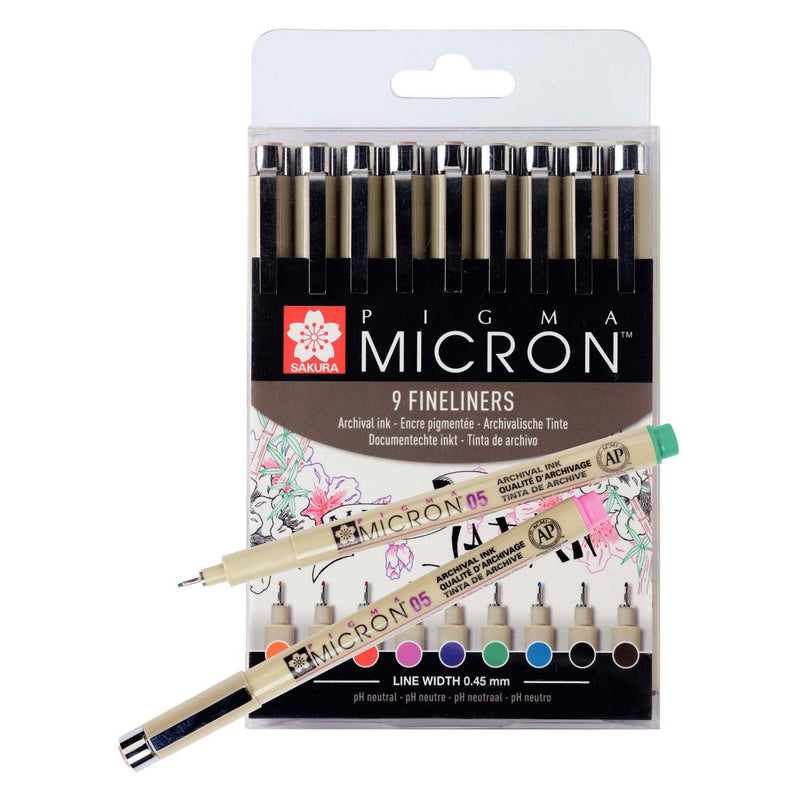 Load image into Gallery viewer, Sakura pigma micron 05 etui met 9 kleuren
