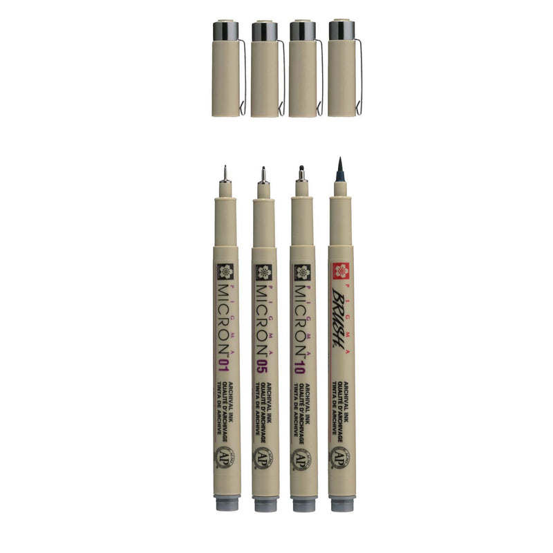 Load image into Gallery viewer, Sakura pigma micron fineliner set, 4 maten, koelgrijs
