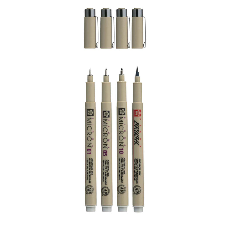 Load image into Gallery viewer, Sakura pigma micron fineliner set, 4 maten, licht koelgrijs
