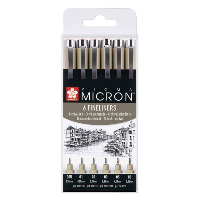 Afbeelding laden in galerijviewer, Sakura pigma micron fineliners etui - 6 fineliners - zwart
