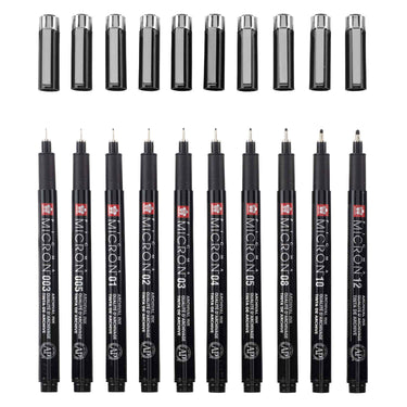 Sakura • pigma micron black edition set + gratis etui | 10 pennen, zwart