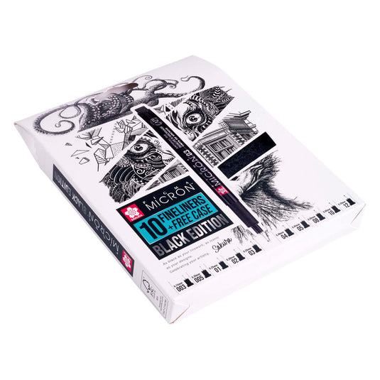 Sakura • pigma micron black edition set + gratis etui | 10 pennen, zwart