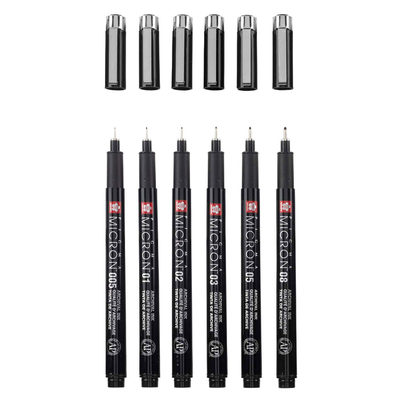 Load image into Gallery viewer, Sakura pigma micron black edition set en gratis etui, 6st
