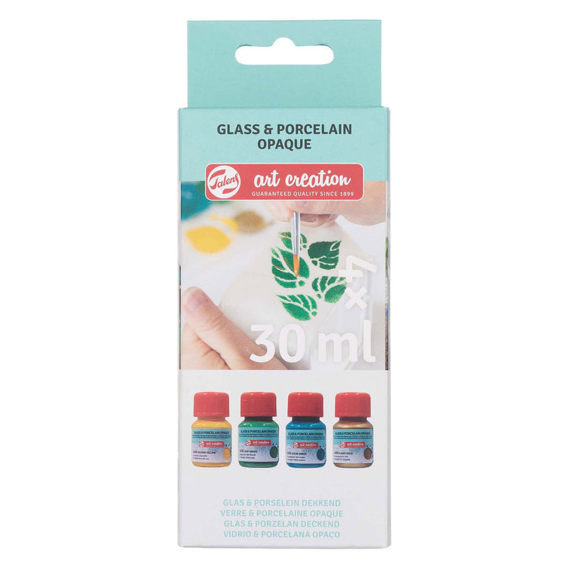 Afbeelding laden in galerijviewer, Talens art creation talens art creat.glas porselein dekkend set 4 x 30 ml groen goud
