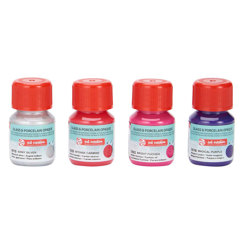 Load image into Gallery viewer, Talens art creation talens art creat.glas porselein dekkend 4 x30ml roze zilver
