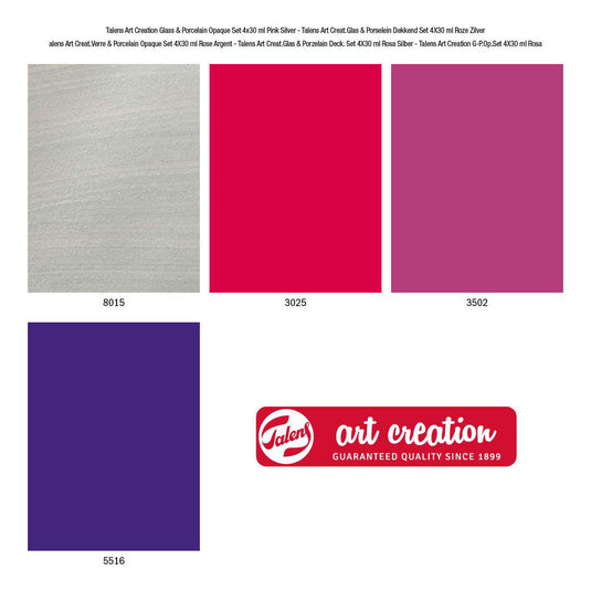 Talens art creation talens art creat.glas porselein dekkend set 4 x 30 ml roze zilver