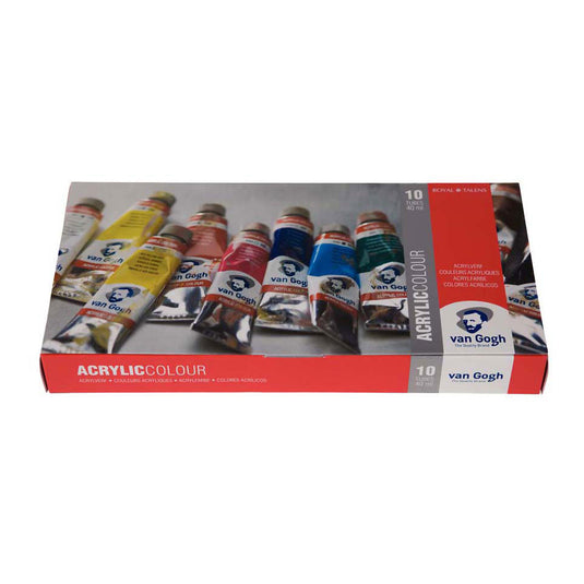 Bruynzeel van gogh acrylverf basisset met 10 kleuren in tubes van 40ml
